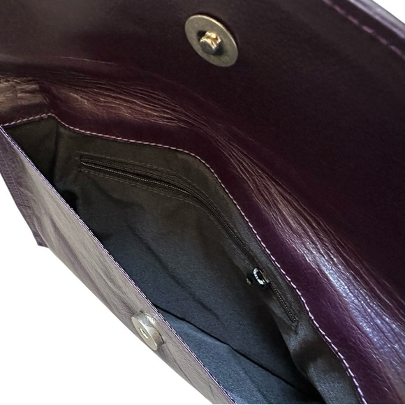 Boutique Handmade Clutch Purple Colombian Leather Quilted Vibrant Geometric - Picture 5 of 5